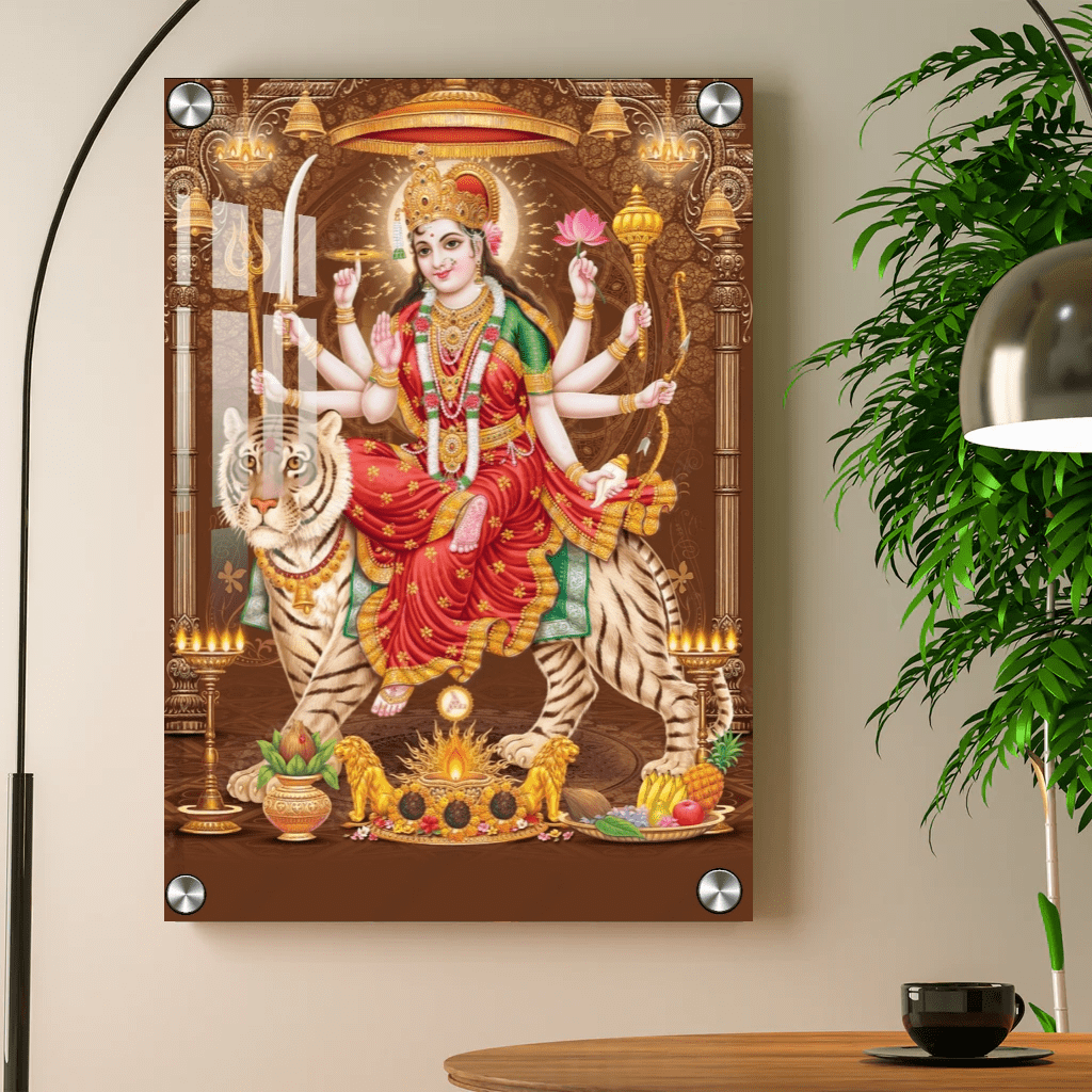 Durga Mata  Premium Acrylic Glow Light Frame