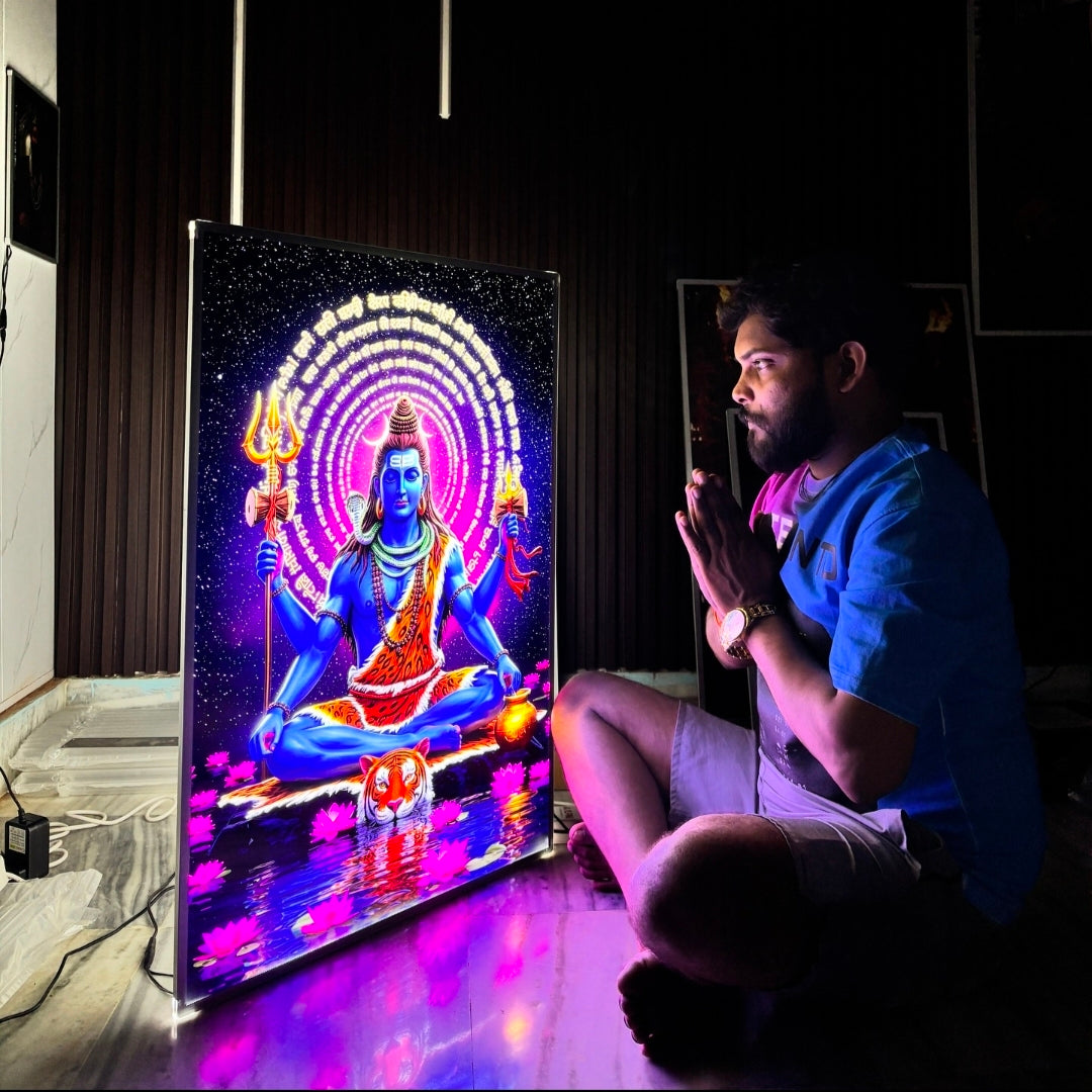 Shiv  Ji Premium Acrylic Glow Light Frame